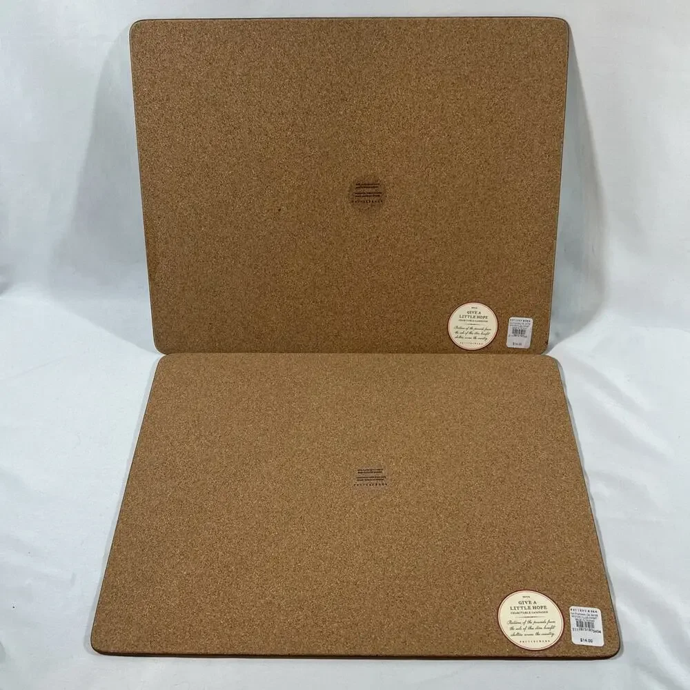 Pottery Barn Winter Village Set of 2 Christmas Placemats Cork Mat Hard Boards